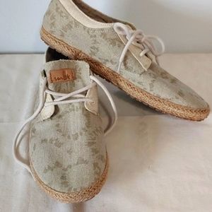 Sanuk canvas Shoes sisal weave lace up casual size 9